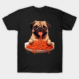 Pug Eating Pasta T-Shirt